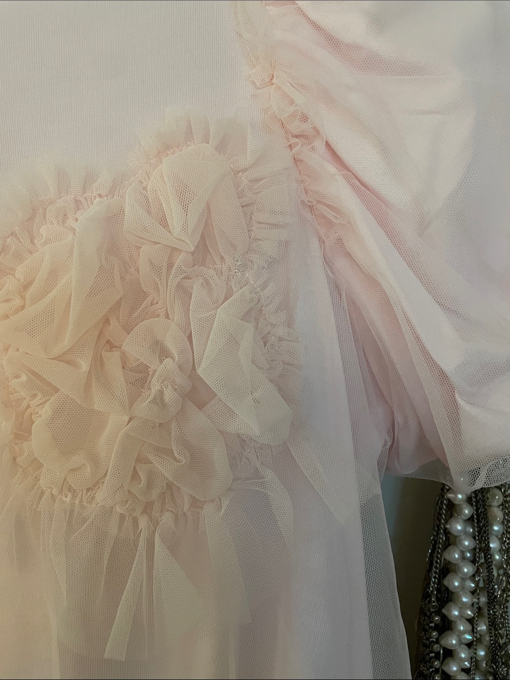 Simone Rocha Pale Pink Puff Sleeve Tulle Rosette Tee - Picture 3 of 5